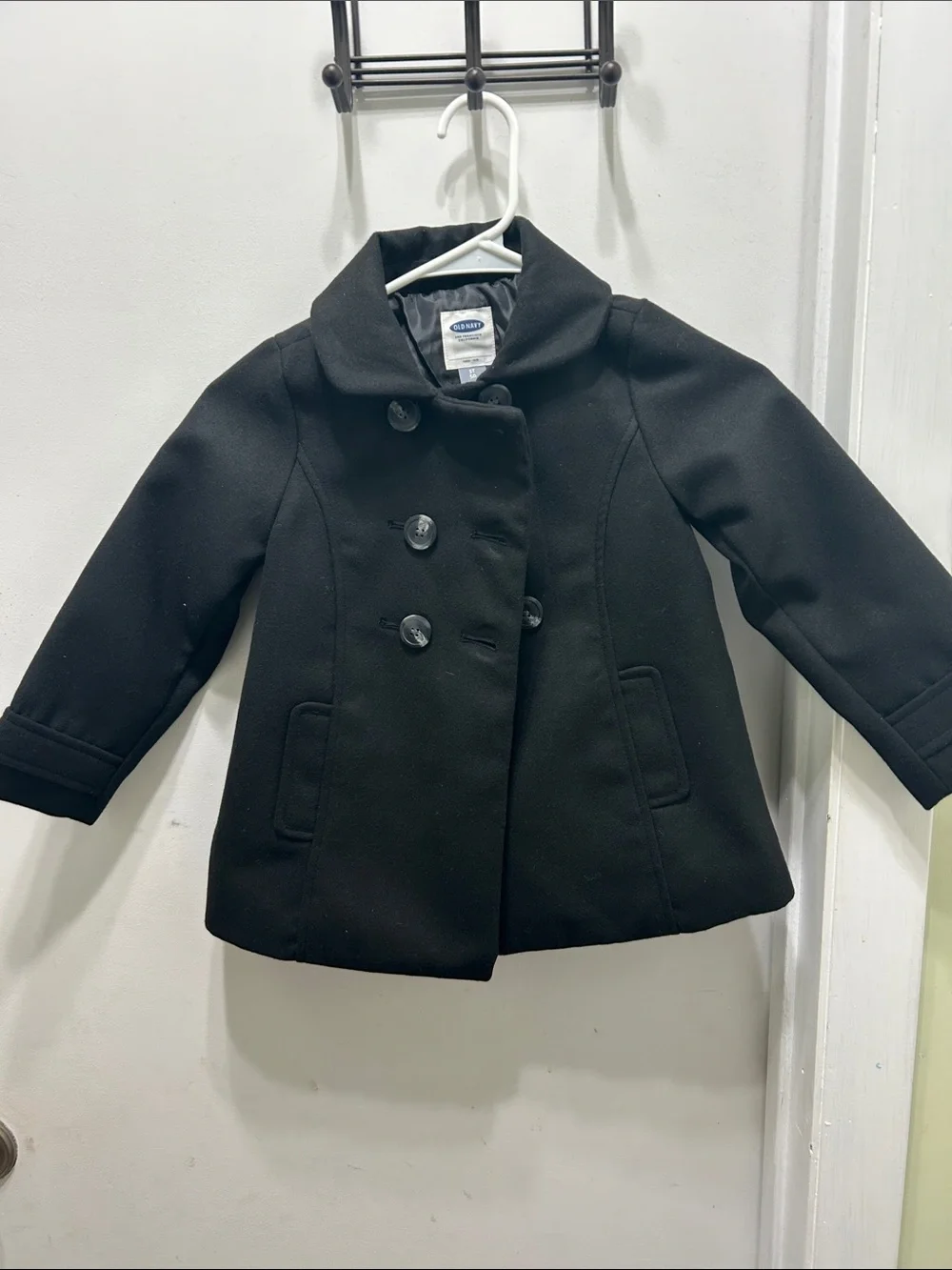 OshKosh B'gosh Little Girls Black Double-Breasted Peacoat